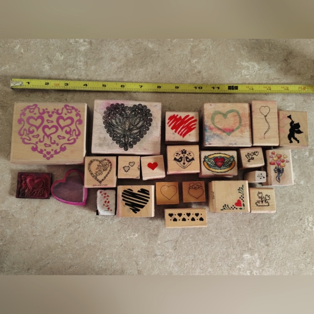 23 Valentine Heart Rubber Ink Stamps Stamping Scrapbooking Card Crafting Love